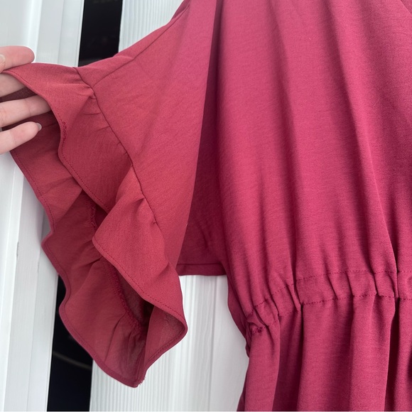 Burgundy Ruffle Romper - Picture 4 of 6